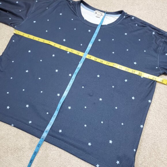 P.J. SALVAGE Pajama Set Top & Bottoms Stretch LS Wide Leg Navy Stars Women's XL - Picture 13 of 16